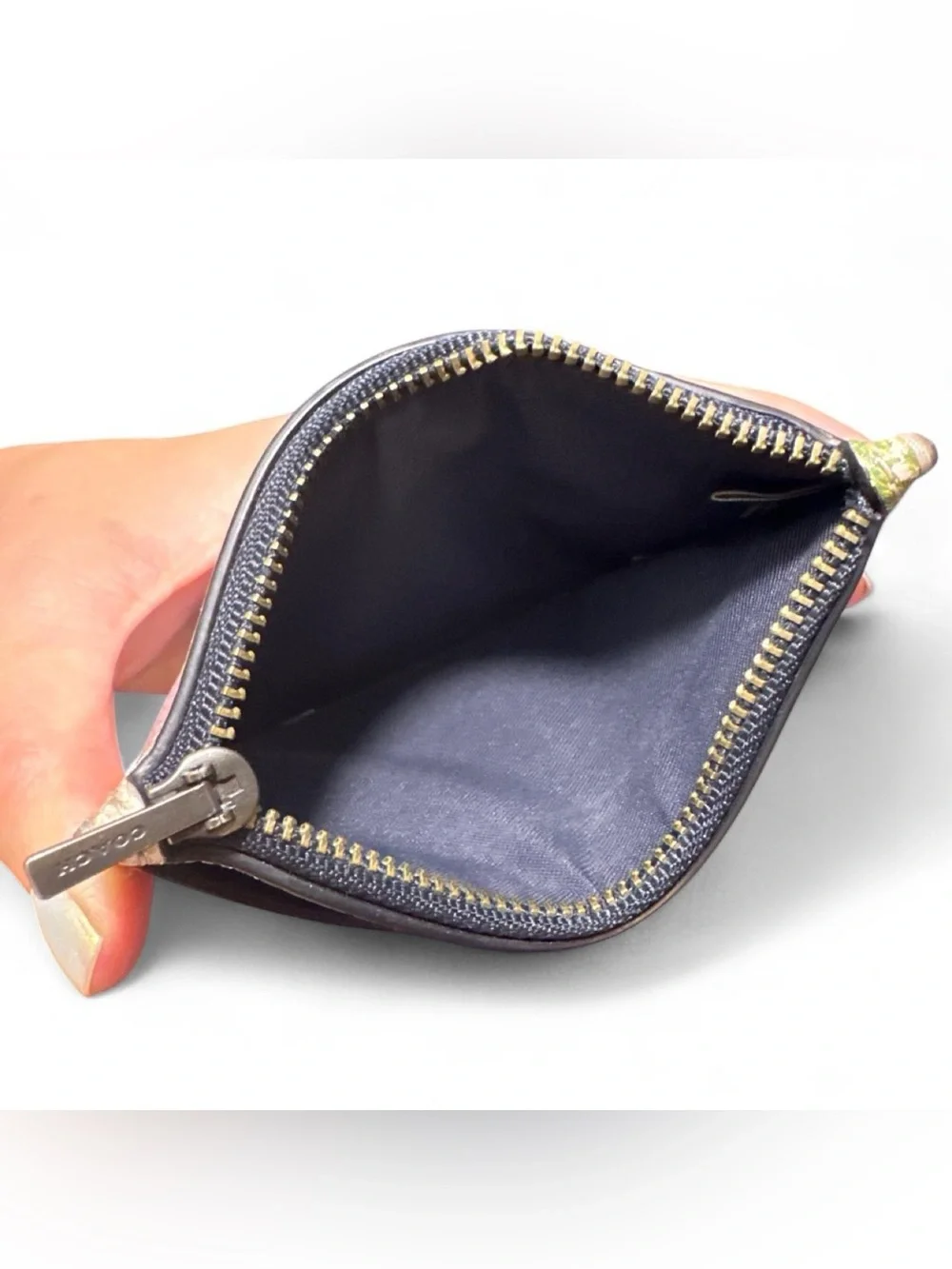 Coach Rainbow Gradient Pebbled Leather Zip Pouch - Pastel Yellow, Blue, Pink